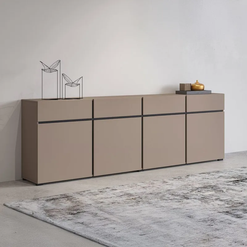 Skænk Cross 4 døre med 4 skuffer - Congo - Sort - Opbevaring - Opbevaringsmøbler - Skænke & sideboards