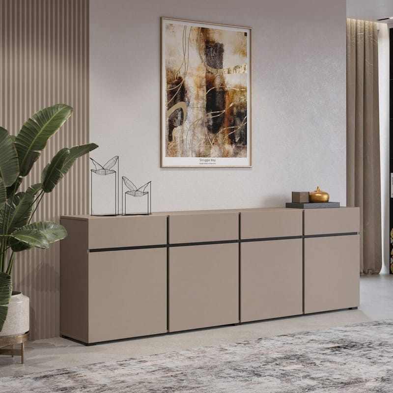 Skænk Cross 4 døre med 4 skuffer - Congo - Sort - Opbevaring - Opbevaringsmøbler - Skænke & sideboards