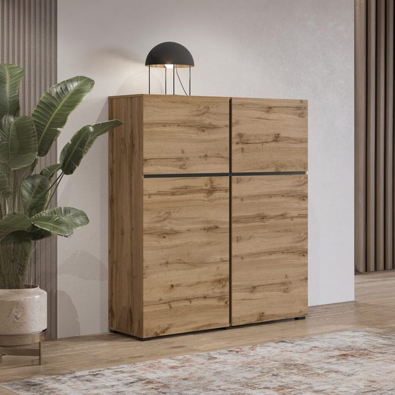 Skænk Cross 4 Døre - Wotan Eg - Sort - Opbevaring - Opbevaringsmøbler - Skænke & sideboards