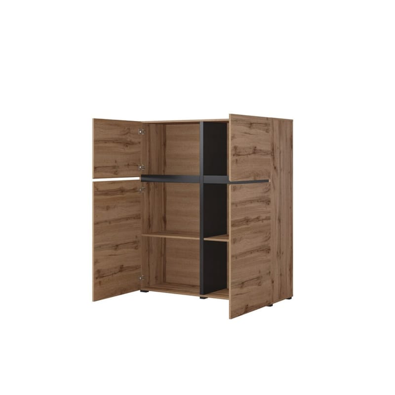 Skænk Cross 4 Døre - Wotan Eg - Sort - Opbevaring - Opbevaringsmøbler - Skænke & sideboards