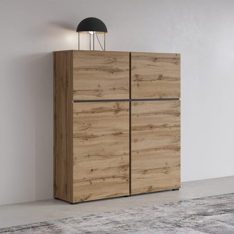 Skænk Cross 4 Døre - Wotan Eg - Sort - Opbevaring - Opbevaringsmøbler - Skænke & sideboards