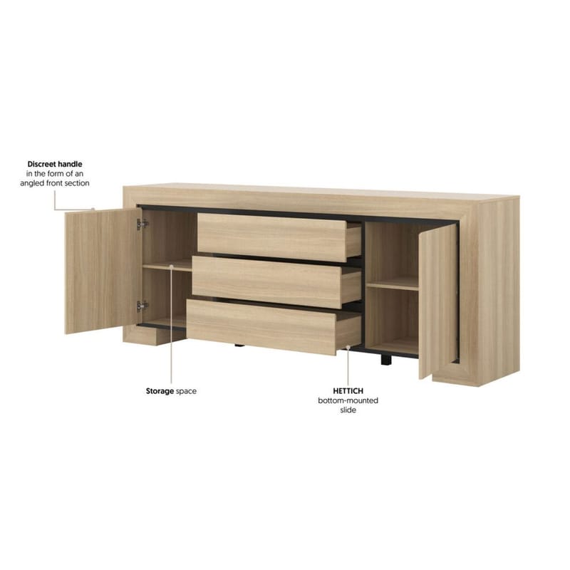 Skænk Cuba II 2 Døre med 3 Skuffer - Opbevaring - Opbevaringsmøbler - Skænke & sideboards