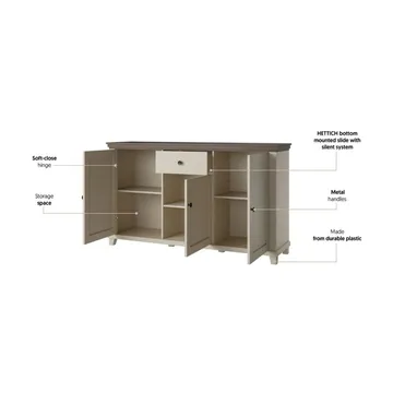 Skænk Evora 3 Døre 1 Skuffe - Lys Beige - Opbevaring - Opbevaringsmøbler - Skænke & sideboards