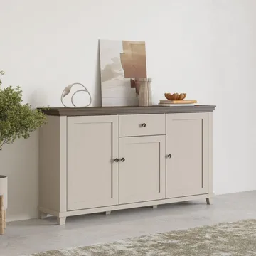 Skænk Evora 3 Døre 1 Skuffe - Lys Beige - Opbevaring - Opbevaringsmøbler - Skænke & sideboards