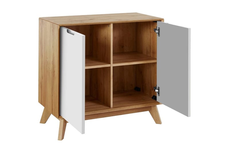 Skænk Ezra 80x40x75 cm, Wotan Eg/Hvid - 80x40x75 cm, Wotan Eg/Hvid - Opbevaring - Opbevaringsmøbler - Skænke & sideboards