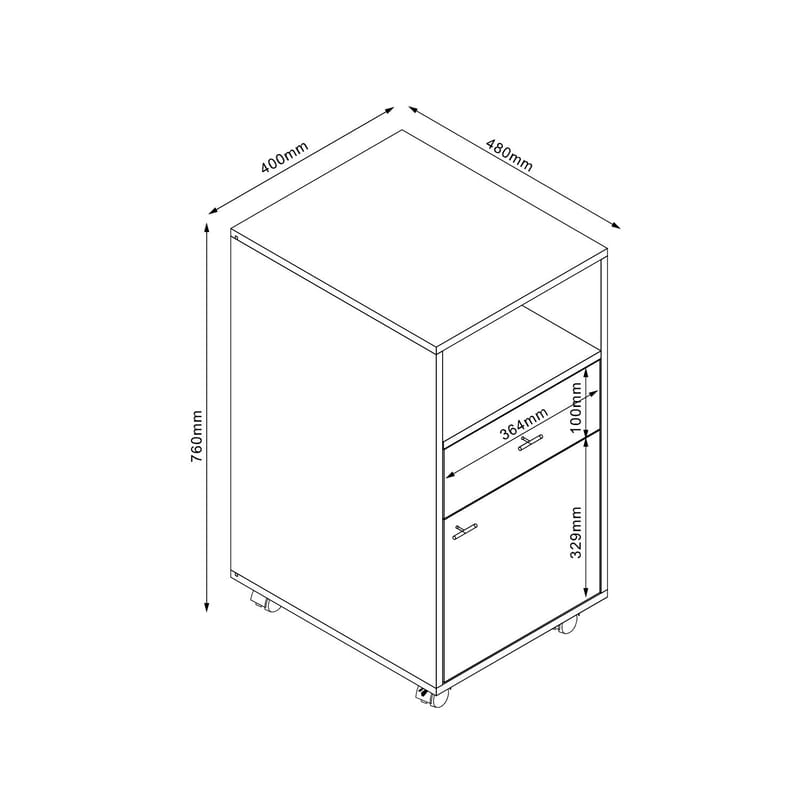 Skænk HOME4YOU Lester 40x48x76 cm Melamin - lyst træ - Opbevaring - Opbevaringsmøbler - Kommode - Arkivskabe
