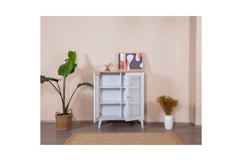 Skænk Mjudi Hvid / Eg - Hvid / Eg - Opbevaring - Opbevaringsmøbler - Skænke & sideboards