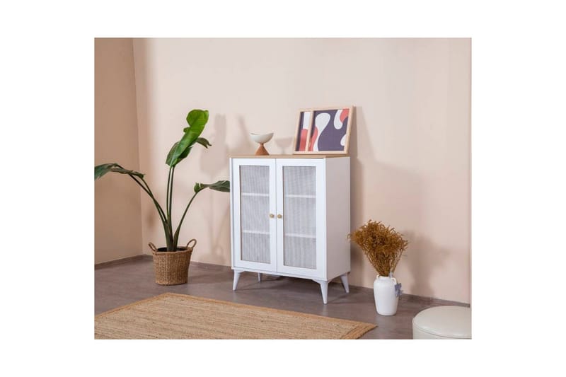 Skænk Mjudi Hvid / Eg - Hvid / Eg - Opbevaring - Opbevaringsmøbler - Skænke & sideboards
