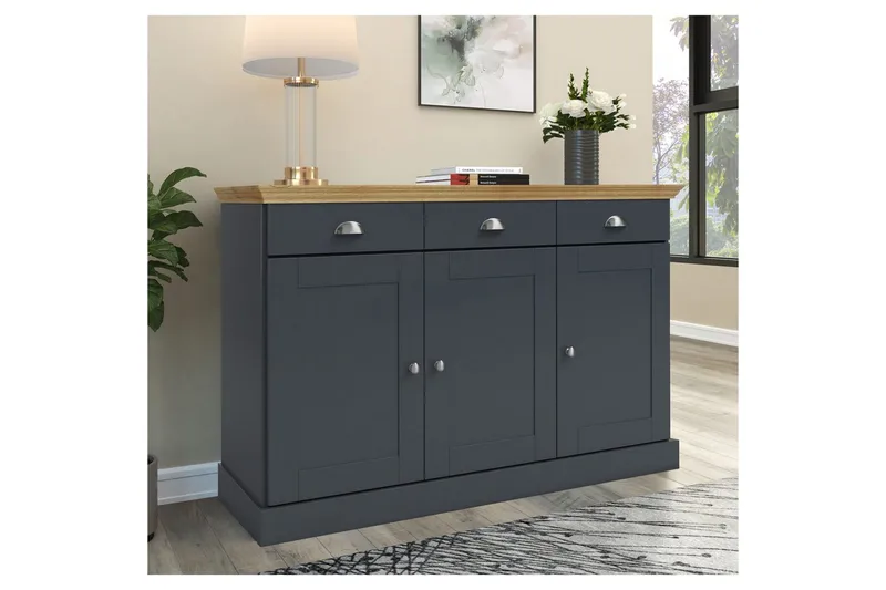 Skænk Motala Antracit/Eg - Antracit/Eg - Opbevaring - Opbevaringsmøbler - Skænke & sideboards