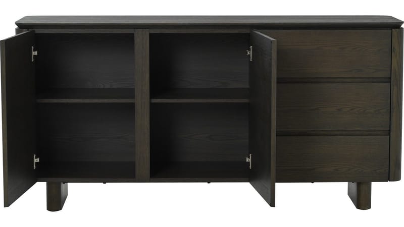 Skænk NFG Aldon 3 skuffer/2 døre Brun - brunlakeret eg - Opbevaring - Opbevaringsmøbler - Skænke & sideboards