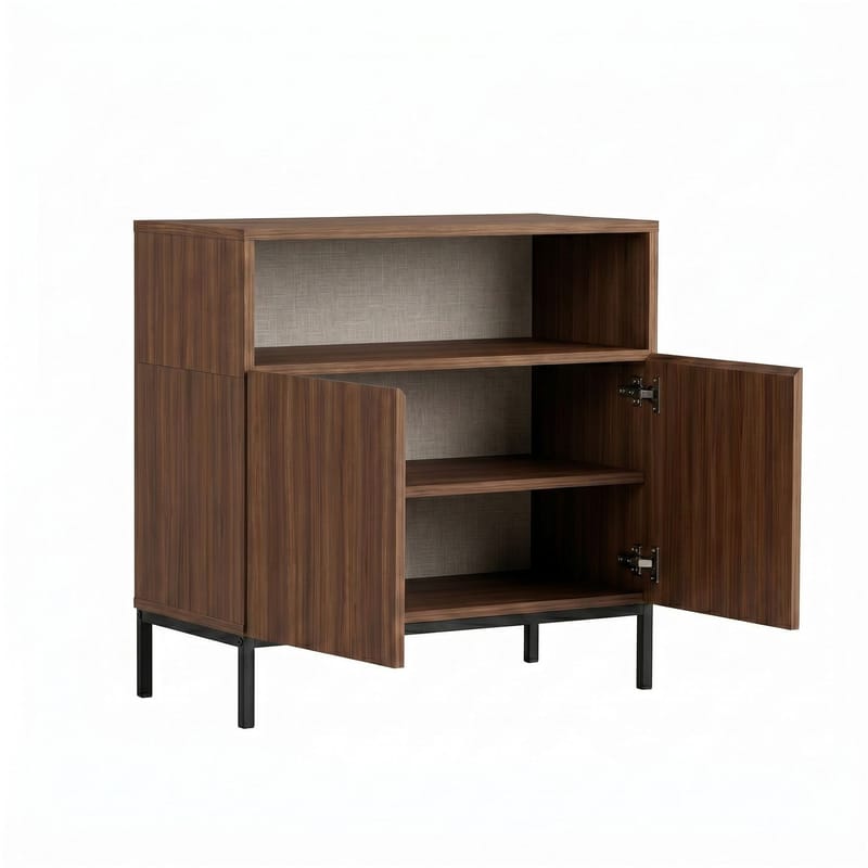 Skænk Nordure Palmer (80 x 80 x 40 cm) Milano Valnød Sort - Milano valnød og sort - Opbevaring - Opbevaringsmøbler - Skænke & sideboards