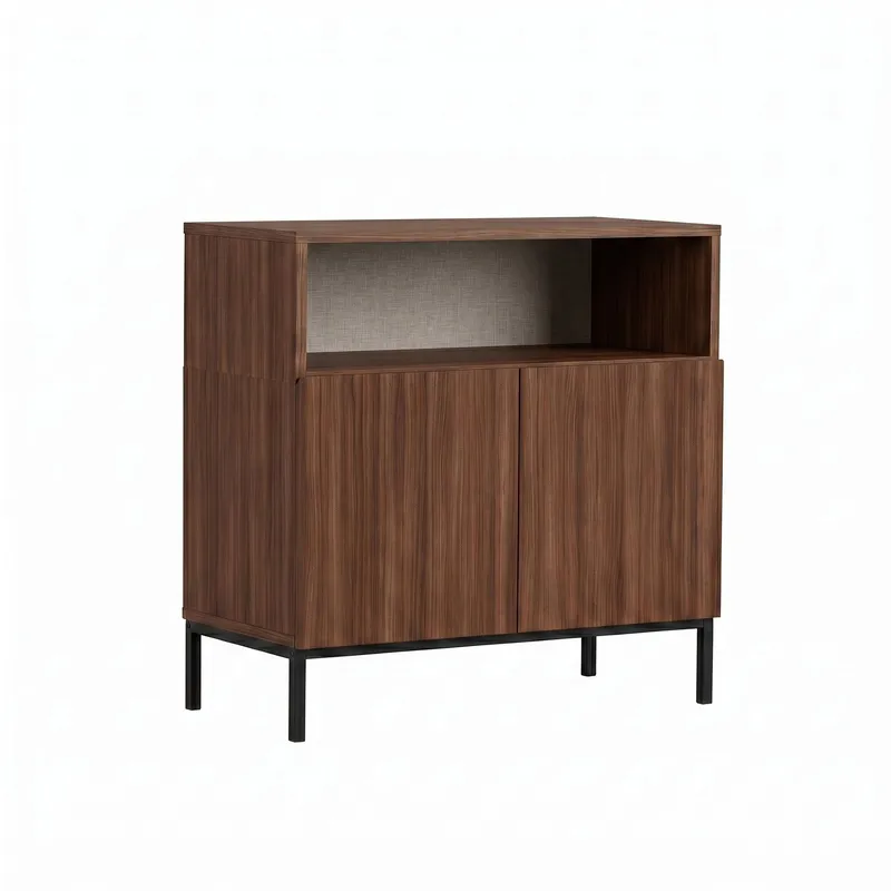 Skænk Nordure Palmer (80 x 80 x 40 cm) Milano Valnød Sort, Milano valnød og sort