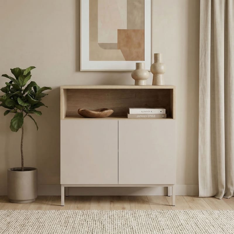 Skænk Nordure Palmer (80 x 80 x 40 cm) Sandsten Safir Eg - Sandsten Safir Eg - Opbevaring - Opbevaringsmøbler - Skænke & sideboards