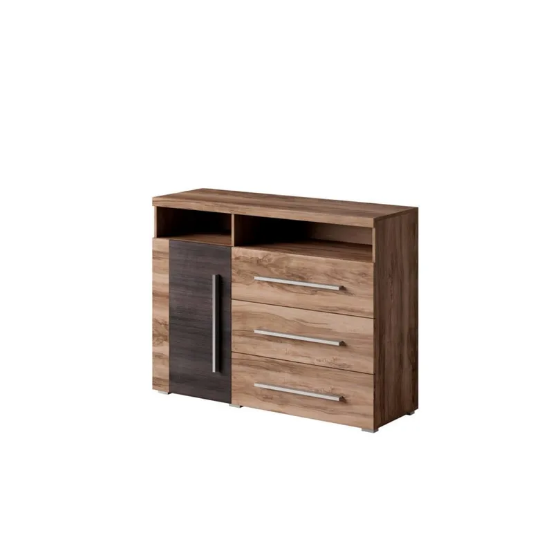 Skænk Roger 1 Dør med 3 Skuffer, Satin Valnød