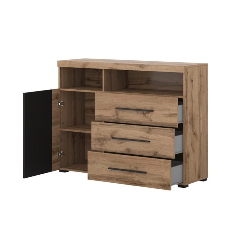 Skænk Roger 1 Dør med 3 Skuffer - Wotan Eg - Opbevaring - Opbevaringsmøbler - Sk ænke & sideboards