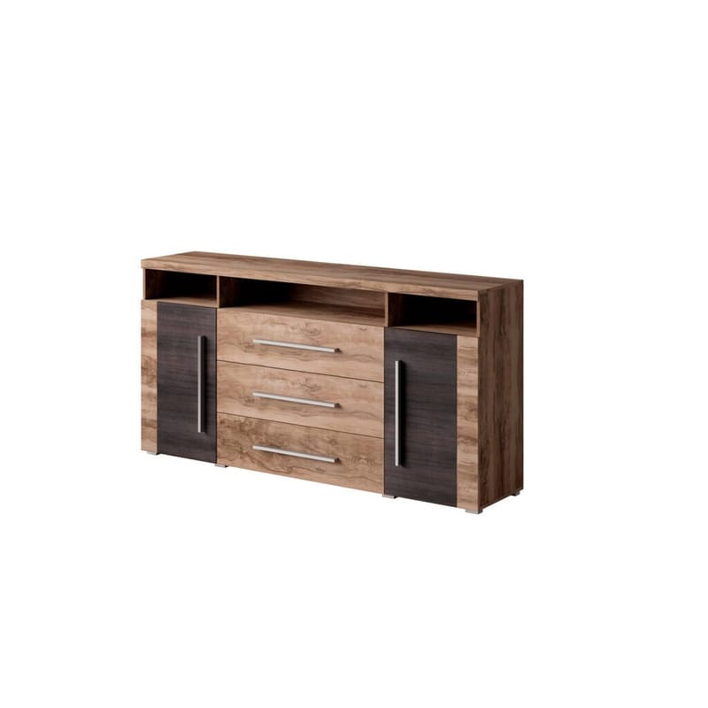 Skænk Roger 2 Døre med 3 Skuffer, Satin Valnød, 182 cm