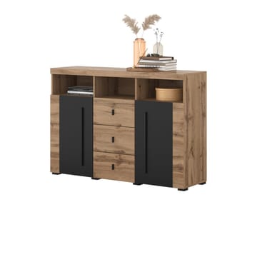 Skænk Roger 2 Døre med 3 Skuffer - Wotan Eg, 132 cm - Opbevaring - Opbevaringsmøbler - Skænke & sideboards