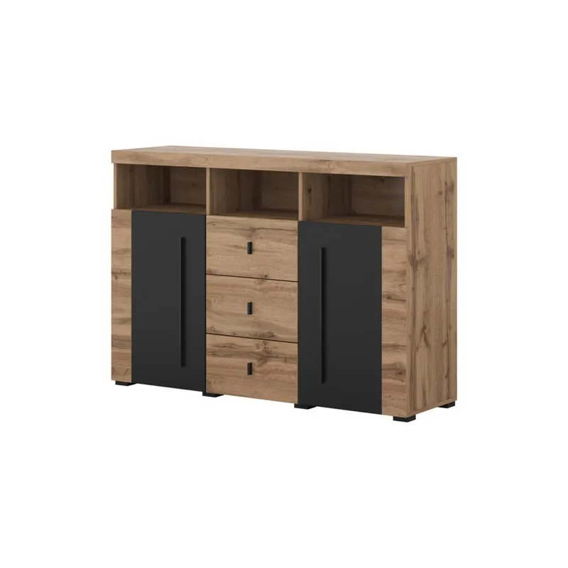 Skænk Roger 2 Døre med 3 Skuffer, Wotan Eg, 132 cm