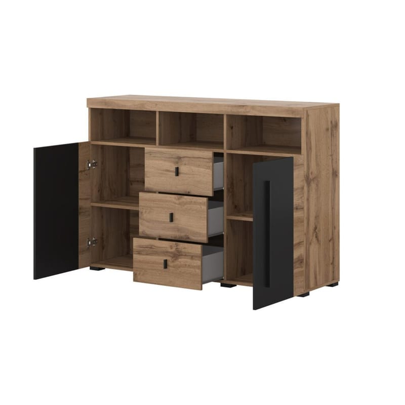 Skænk Roger 2 Døre med 3 Skuffer - Wotan Eg, 132 cm - Opbevaring - Opbevaringsmøbler - Skænke & sideboards