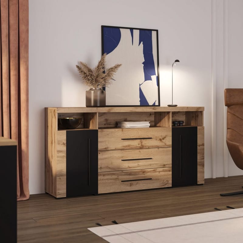 Skænk Roger 2 Døre med 3 Skuffer - Wotan Eg, 182 cm - Opbevaring - Opbevaringsmøbler - Skænke & sideboards