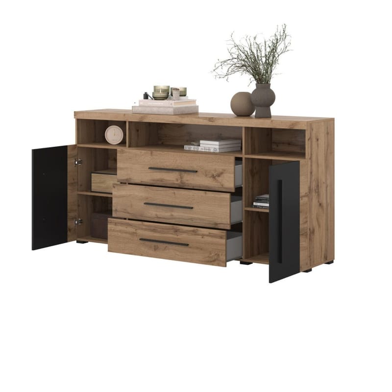 Skænk Roger 2 Døre med 3 Skuffer - Wotan Eg, 182 cm - Opbevaring - Opbevaringsmøbler - Skænke & sideboards