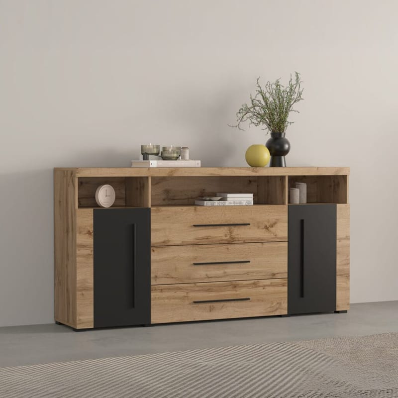 Skænk Roger 2 Døre med 3 Skuffer - Wotan Eg, 182 cm - Opbevaring - Opbevaringsmøbler - Skænke & sideboards