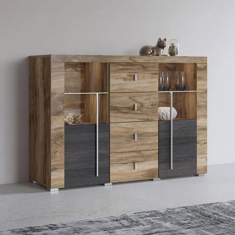 Skænk Roger 2 Døre med 4 Skuffer - Opbevaring - Opbevaringsmøbler - Skænke & sideboards