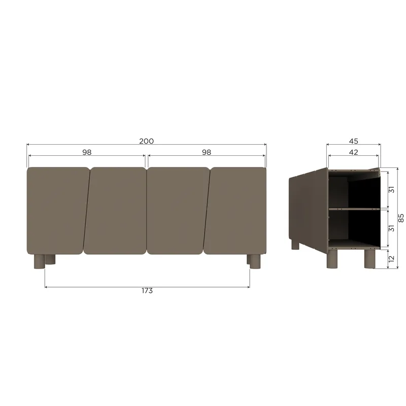 Skænk Root 200 cm - Trøffelbrun - Opbevaring - Opbevaringsmøbler - Skænke & sideboards