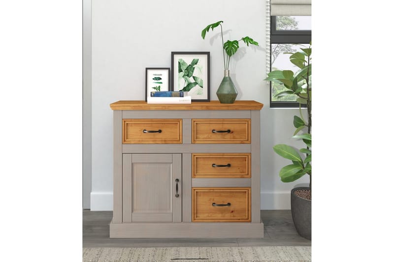 Skænk Selma 100x38x87 cm, Grå/Plet/Voks - 100x38x87 cm, Grå/Plet/Voks - Opbevaring - Opbevaringsmøbler - Skænke & sideboards