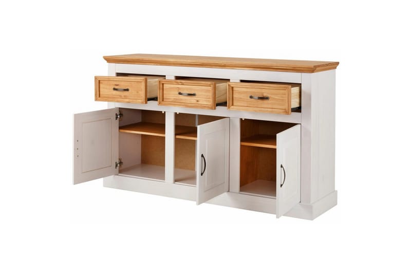 Skænk Selma 145x38x87 cm, Hvid/Plet/Voks - 145x38x87 cm, Hvid/Plet/Voks - Opbevaring - Opbevaringsmøbler - Skænke & sideboards