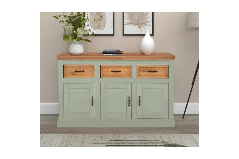 Skænk Selma 145x38x87 cm, Salviegrøn/Plet/Voks - 145x38x87 cm, Salviegrøn/Plet/Voks - Opbevaring - Opbevaringsmøbler - Skænke & sideboards