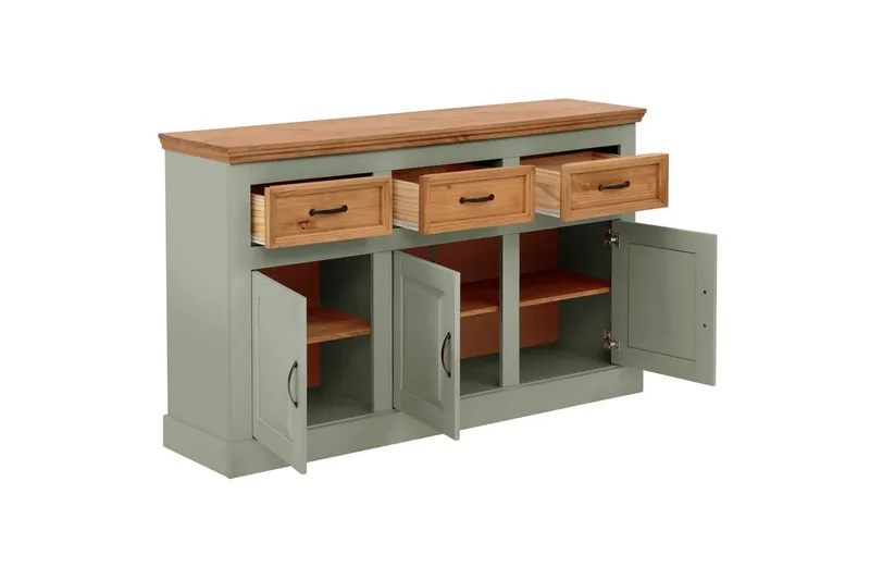 Skænk Selma 145x38x87 cm, Salviegrøn/Plet/Voks - 145x38x87 cm, Salviegrøn/Plet/Voks - Opbevaring - Opbevaringsmøbler - Skænke & sideboards