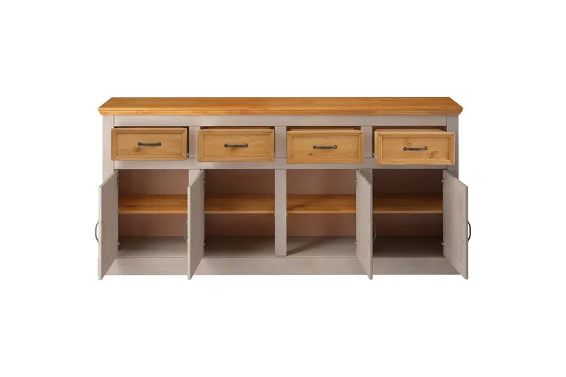 Skænk Selma 190x38x87, Grå/Plet/Voks - 190x38x87, Grå/Plet/Voks - Opbevaring - Opbevaringsmøbler - Skænke & sideboards