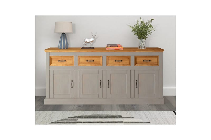 Skænk Selma 190x38x87, Grå/Plet/Voks - 190x38x87, Grå/Plet/Voks - Opbevaring - Opbevaringsmøbler - Skænke & sideboards