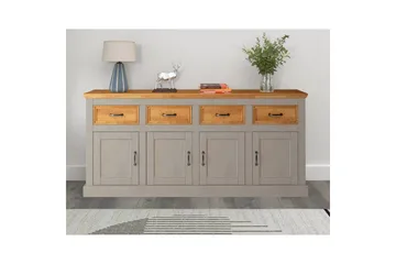 Skænk Selma 190x38x87, Grå/Plet/Voks - 190x38x87, Grå/Plet/Voks - Opbevaring - Opbevaringsmøbler - Skænke & sideboards