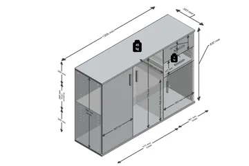 Albi Skænk 121 cm - Grå/Hvid - Opbevaring - Opbevaringsmøbler - Skænke & sideboards