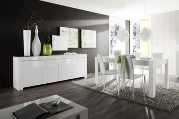 Amalfi Skænk 210 cm 4 Låger - Hvid Højglans - Opbevaring - Opbevaringsmøbler - Skænke & sideboards