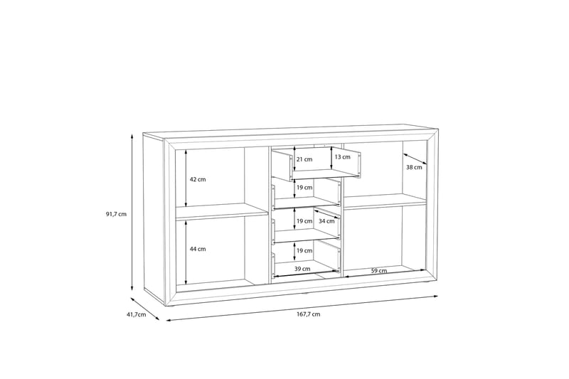 Aridiala Sideboard 42x168 cm - Brun/Hvid - Skænke & sideboards
