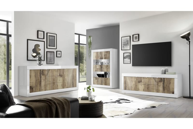 Basic Sideboard 210x43 cm - Hvid Højglans - Opbevaring - Opbevaringsmøbler - Skænke & sideboards