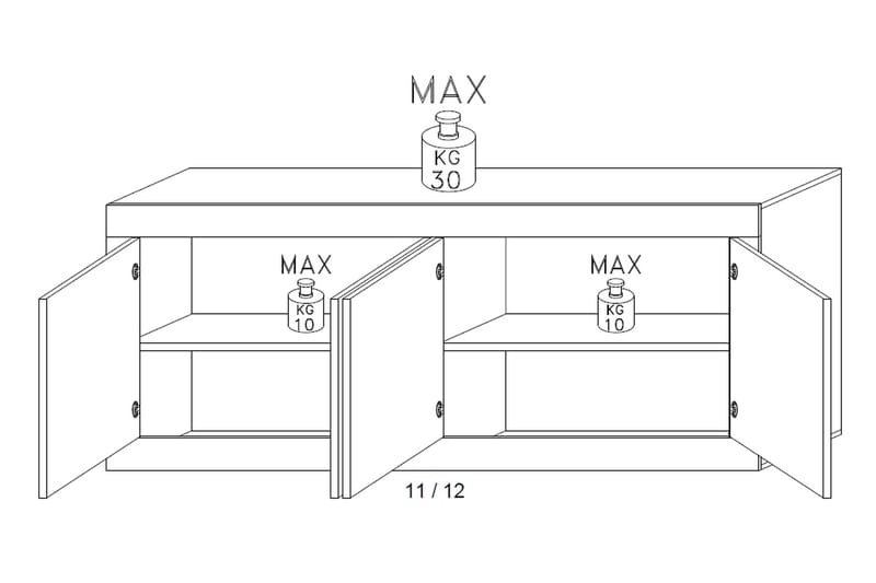 Basic skænk 43x207 cm Natur/ Sort - Lc Spa - Opbevaring - Opbevaringsmøbler - Skænke & sideboards