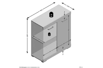 Bristol Skænk 80x90x35 cm 2 Låger - Lys Eg - Opbevaring - Opbevaringsmøbler - Skænke & sideboards