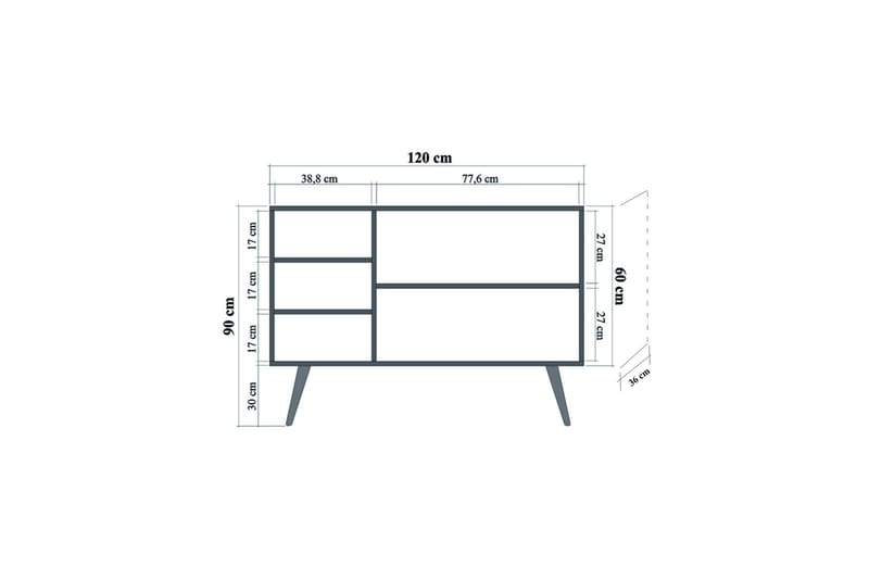 Brokind Skænk 120 cm - Brun - Skænke & sideboards