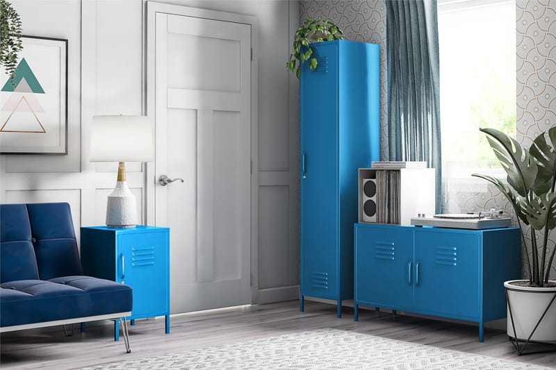 Cache Skænk 100x40 cm 2 Låger Blå - Novogratz - Opbevaring - Opbevaringsmøbler - Skænke & sideboards