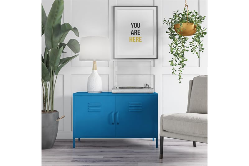 Cache Skænk 100x40 cm 2 Låger Blå - Novogratz - Opbevaring - Opbevaringsmøbler - Skænke & sideboards