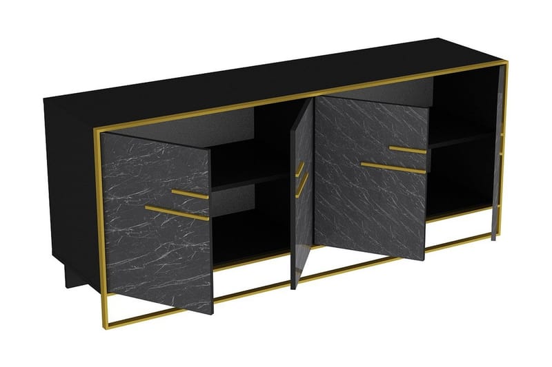 Cofield Sidebord 180 cm - Guld|Sort - Skænke & sideboards