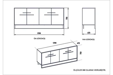 Cofield Sidebord 180 cm - Guld/Sort - Opbevaring - Opbevaringsmøbler - Skænke & sideboards