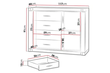Dallas skænk 117x43,5x91 cm - Opbevaring - Opbevaringsmøbler - Skænke & sideboards