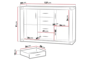 Dallas skænk 137x43,5x91 cm - Opbevaring - Opbevaringsmøbler - Skænke & sideboards