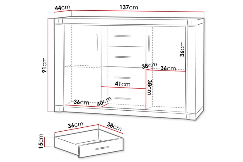 Dallas skænk 137x43,5x91 cm - Skænke & sideboards