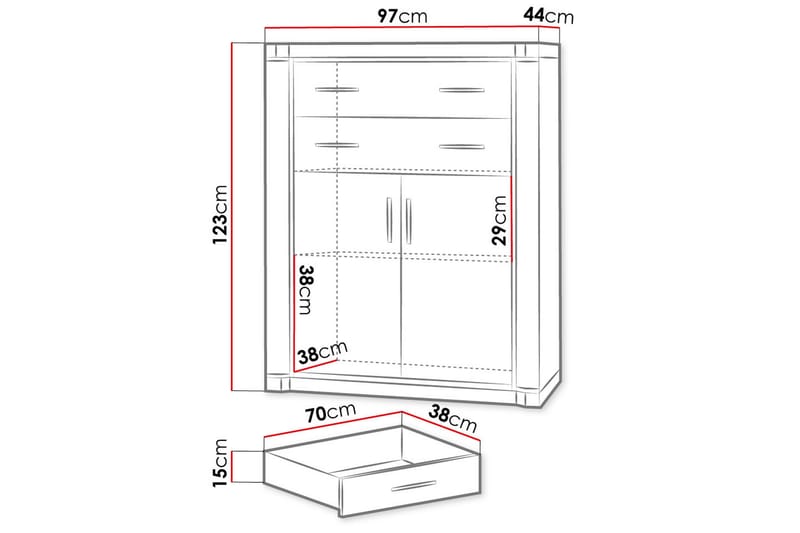 Dallas skænk 97x43,5x123 cm - Skænke & sideboards